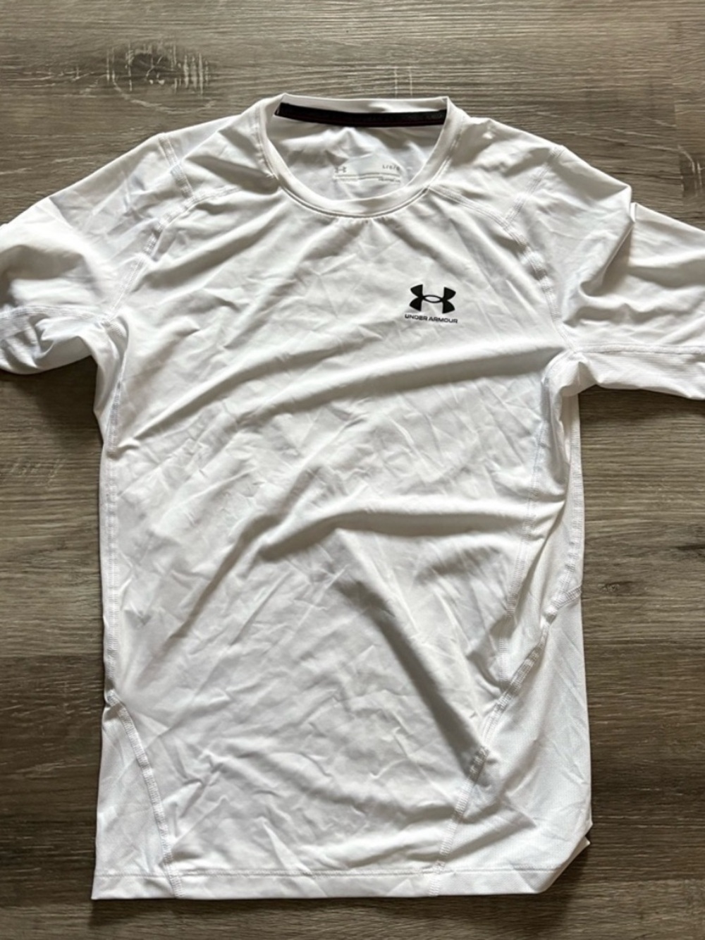 Under Armour White Short Sleeve Performance Tee with Black Logo